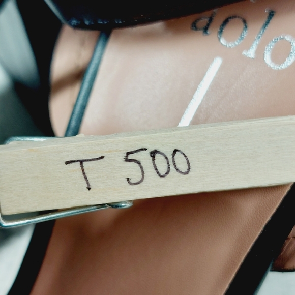 New Linea Paolo Emmie Black Faux Leather Block Heel Ankle Strap Sandals T500 - Picture 12 of 12